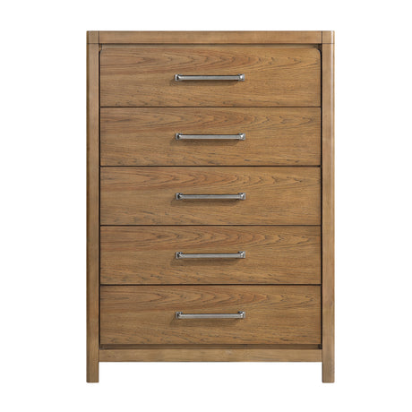 Light Brown Finish 5-Drawer Storage Chest Modern Bedroom Furniture 1pc
