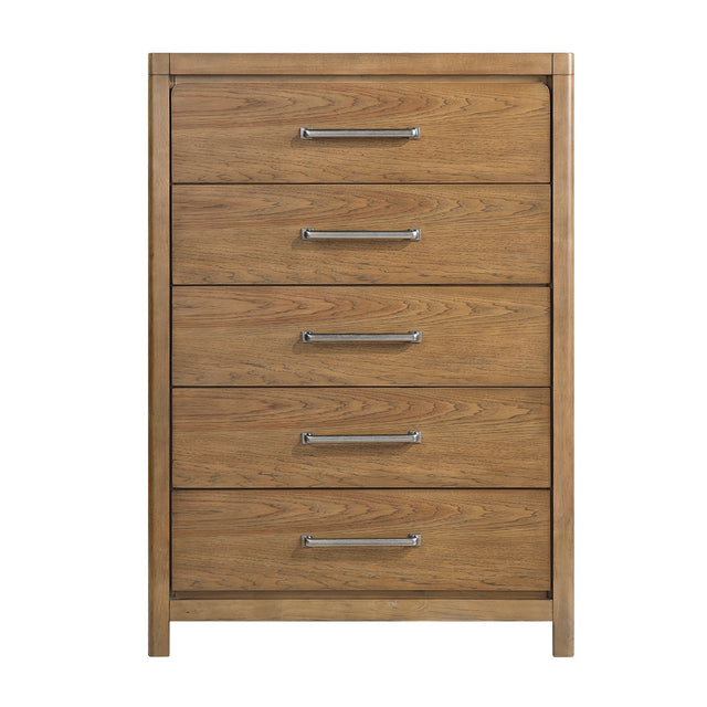 Light Brown Finish 5-Drawer Storage Chest Modern Bedroom Furniture 1pc