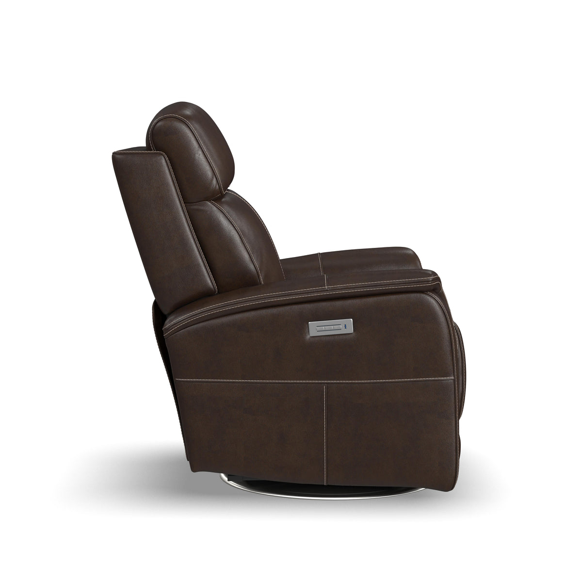 View Power Swivel Recliner With Power Headrest - Dark Brown | Flexsteel