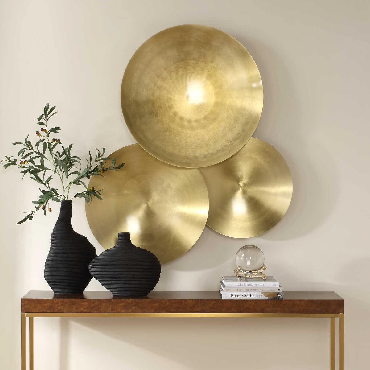 Cymbalic Round Brass Wall Art (Set of 3) Brass - Gold by Uttermost - View 2
