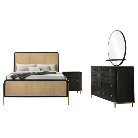 Anser Black and Natural 4-piece Queen Bedroom Set - sold by Home Elegance USA