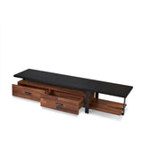 Acme - Elling Tv Stand 91235 Walnut & Black Finish