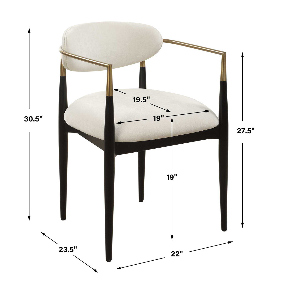 Moxie Dining Arm Chair - Black / White by Uttermost - View 5