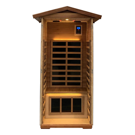 Red Cedar 1-Person Infrared Sauna – Indoor & Outdoor Wooden Home Sauna - sold by Home Elegance USA