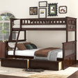 Espresso Twin over Full Bunk Bed with Drawers, Convertible Storage Bed in Solid Pine Wood and MDF