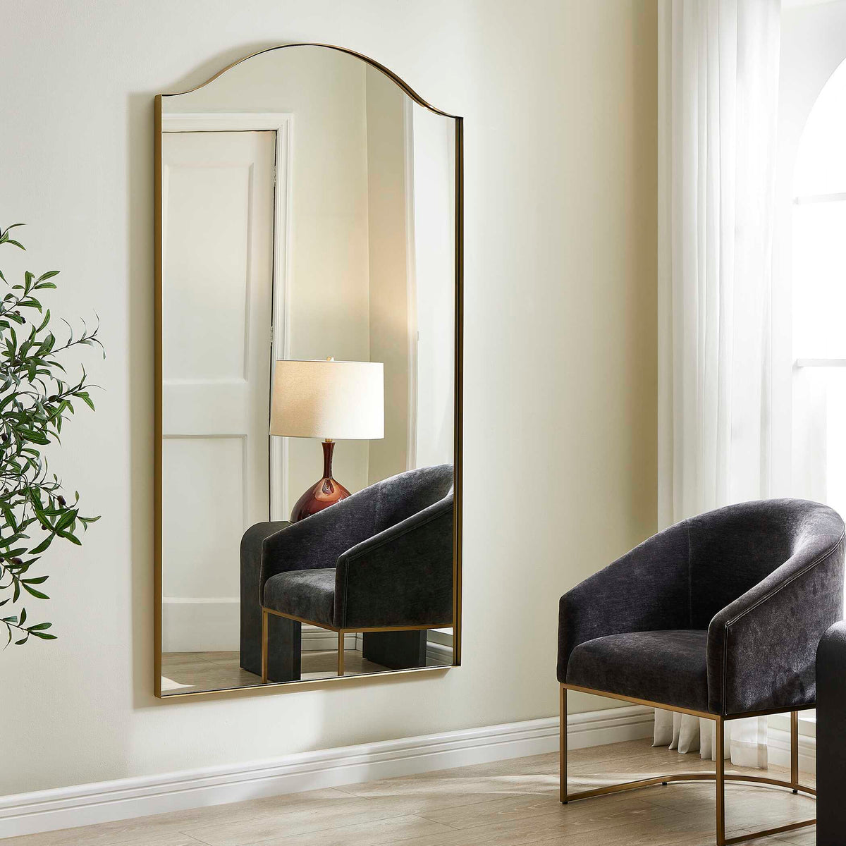 Mallorca Arch Mirror Brass - Gold by Uttermost - View 3