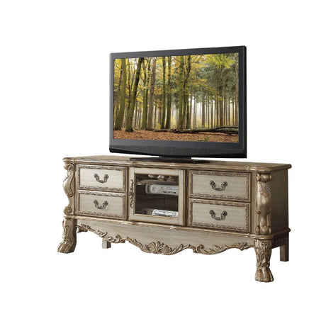 Acme - Dresden Tv Stand 91333 Gold Patina & Bone Finish