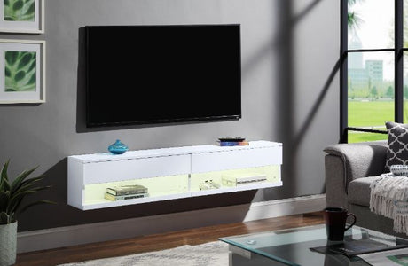 Acme - Ximena Floating Tv Stand 91345 LED & White Finish