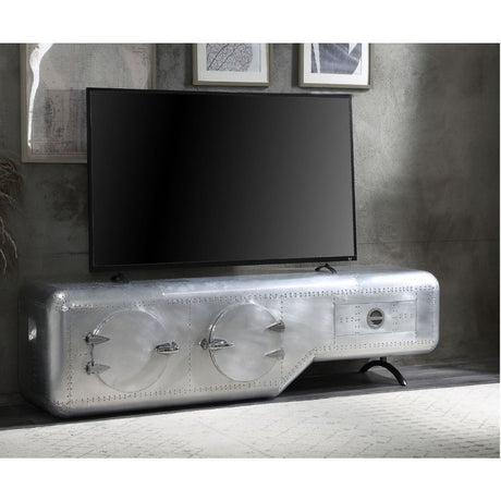 Acme - Brancaster Tv Stand 91358 Aluminum