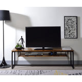 Acme - Jurgen Tv Stand 91375 Oak & Black Metal Finish