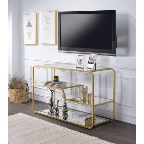 Astrid Tv Stand 91395 Mirroed & Gold Finish | Acme | Home Elegance USA