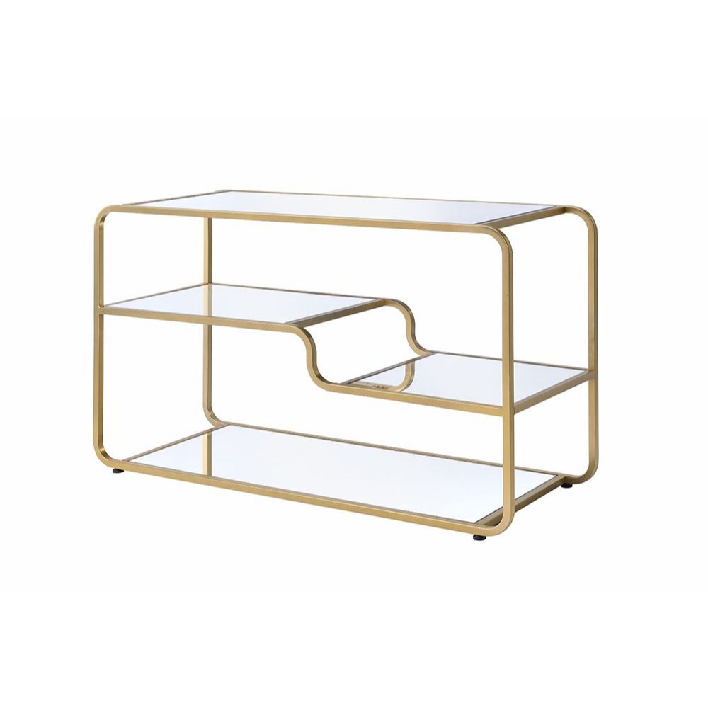 Astrid Tv Stand 91395 Mirroed & Gold Finish | Acme - 91395 - Home Elegance USA - 2