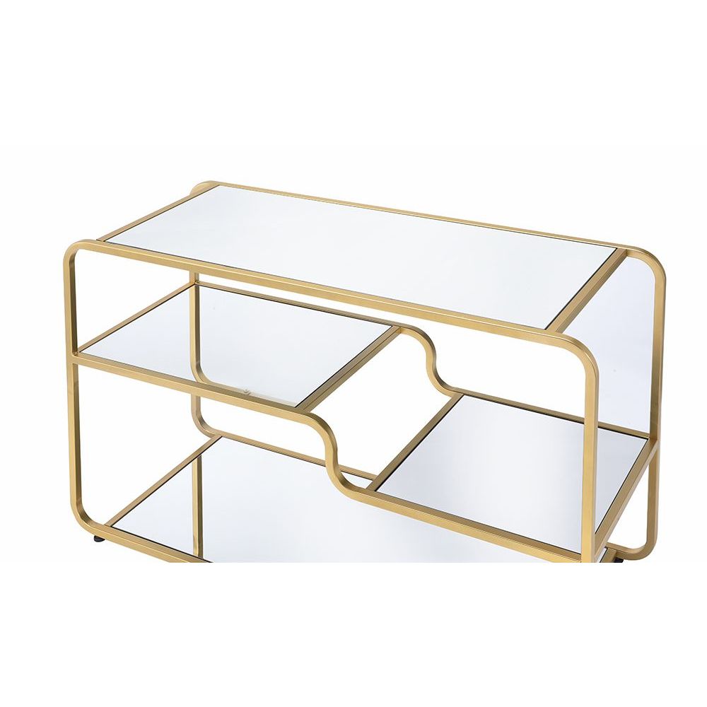 Astrid Tv Stand 91395 Mirroed & Gold Finish | Acme - 91395 - Home Elegance USA - 6