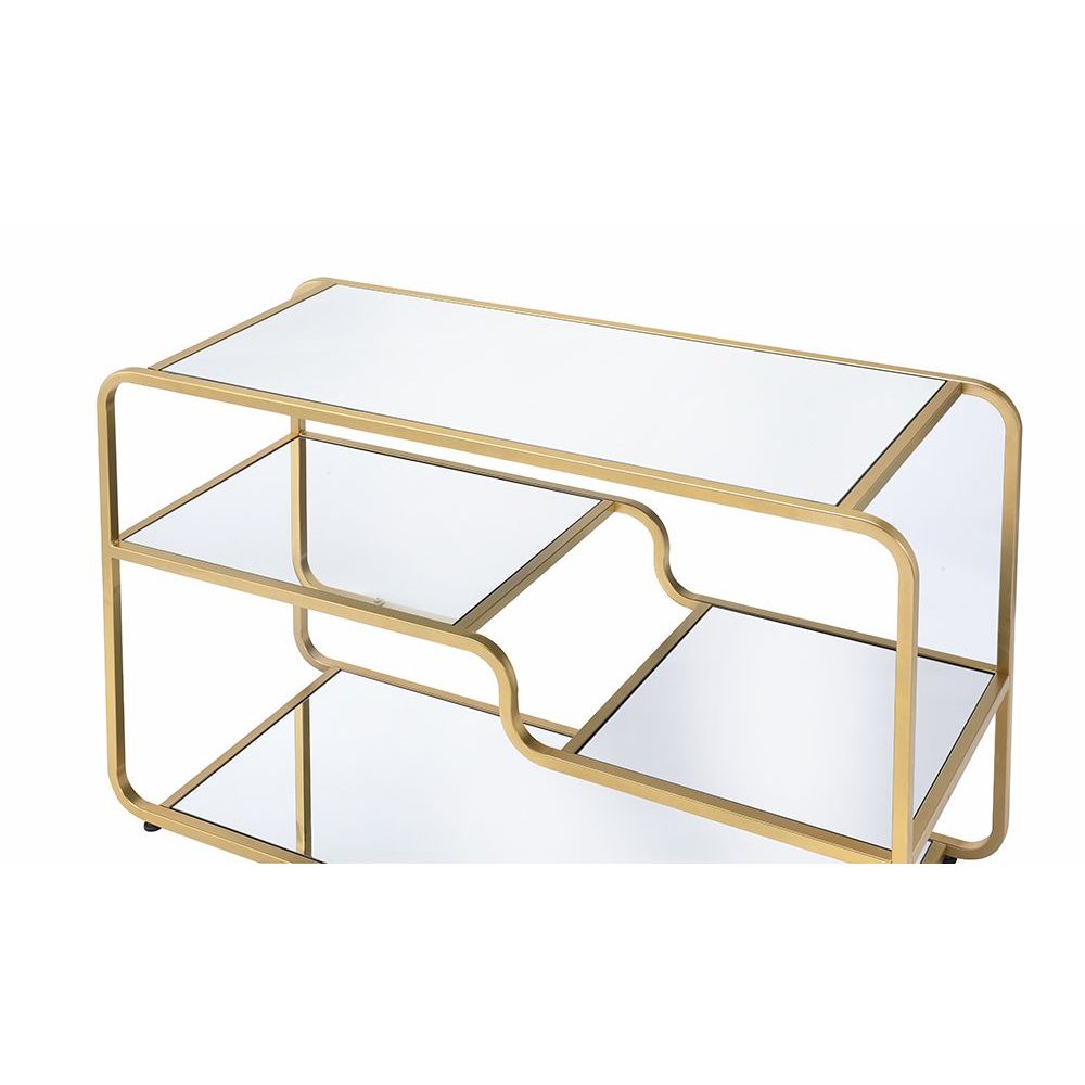 Acme - Astrid Tv Stand 91395 Mirroed & Gold Finish
