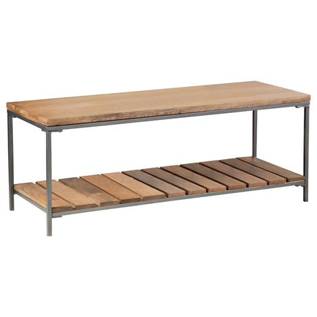 Bench - Gerbera Accent Bench with Slat Shelf Natural and Gunmetal