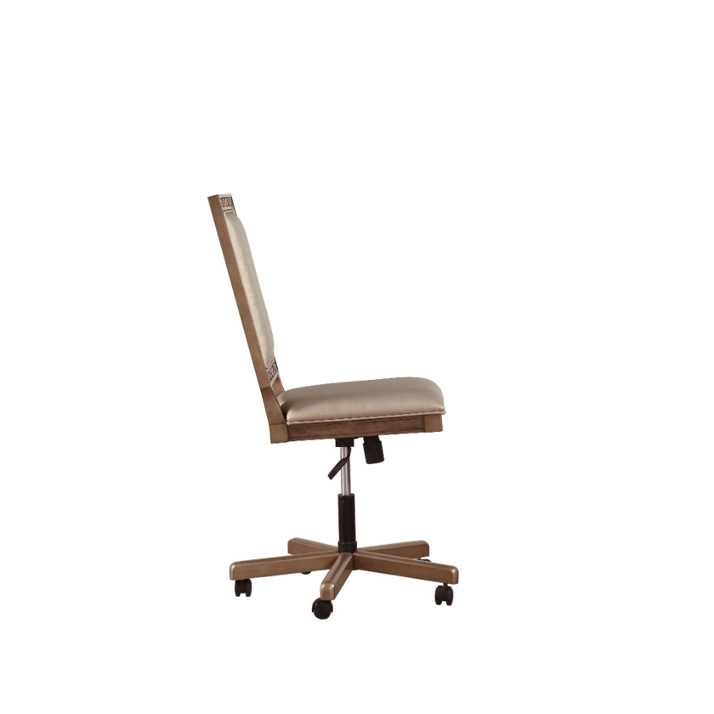 Acme - Orianne Executive Office Chair 91437 Champagne Synthetic Leather & Antique Gold Finish