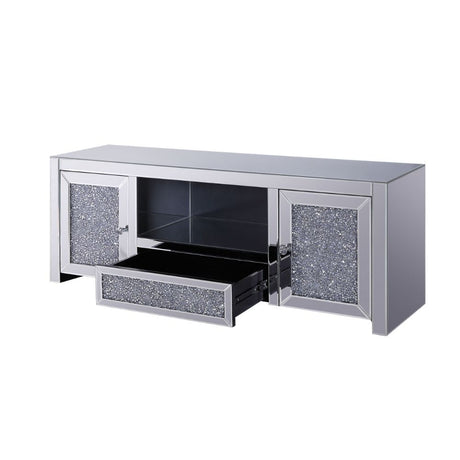 Acme - Noralie Tv Stand 91450 Mirrored & Faux Diamonds