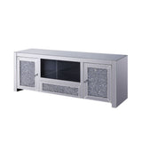 Acme - Noralie Tv Stand 91450 Mirrored & Faux Diamonds