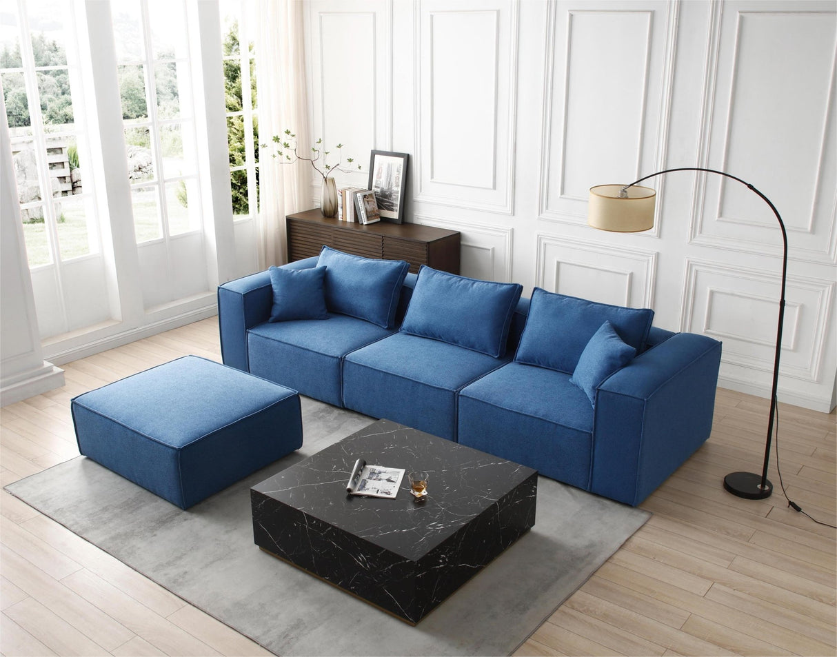 4 - Piece Upholstered Sectional Sofa in Blue - W876S00084 - image - 2