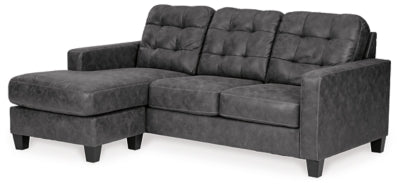 Ashley Gunmetal Venaldi Sofa Chaise - Faux Leather | Home Elegance USA