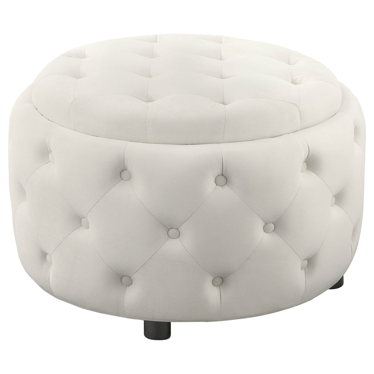 Angelina Tufted Storage Round Ottoman Pearl | Coaster - 915407 - Home Elegance USA - 1