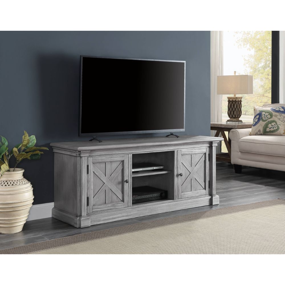 Acme - Lucinda Tv Stand 91612 Gray Oak Finish