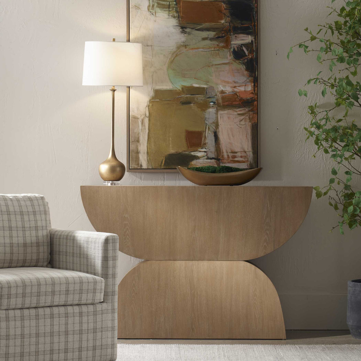 Ciano Modern Wood Console Table Woodtone - Light Brown by Uttermost - View 2
