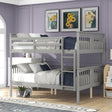 Full over Full Bunk Bed with Ladder for Bedroom, Guest Room Furniture-Gray(OLD SKU :LT000203AAE)