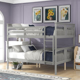 Full over Full Bunk Bed with Ladder for Bedroom, Guest Room Furniture-Gray(OLD SKU :LT000203AAE)