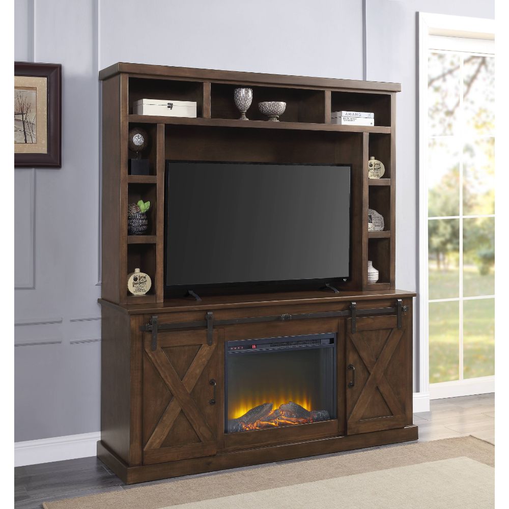 Acme - Aksel Entertainment Center (Include 91617Fir) 91628 Walnut Finish