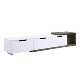 Acme - Orion Tv Stand 91680 White High Gloss & Rustic Oak Finish