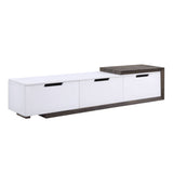 Acme - Orion Tv Stand 91680 White High Gloss & Rustic Oak Finish