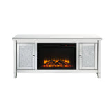 Acme - Noralie Tv Stand W/Fireplace 91770 Mirrored & Faux Diamonds