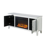 Acme - Noralie Tv Stand W/Fireplace 91770 Mirrored & Faux Diamonds