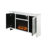 Acme - Noralie Tv Stand W/Fireplace 91775 Mirrored & Faux Diamonds