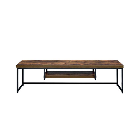 Acme - Bob Tv Stand 91782 Weathered Oak & Black Metal Finish