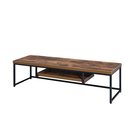 Acme - Bob Tv Stand 91782 Weathered Oak & Black Metal Finish