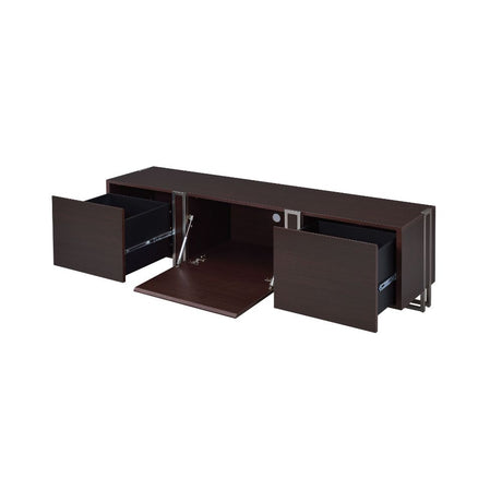 Acme - Cattoes Tv Stand 91795 Dark Walnut & Nickel Finish