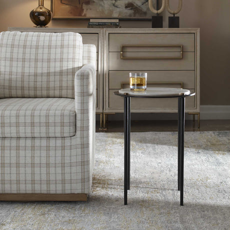 Wren Round Marble Accent Table Bronze / White - Black / White by Uttermost - View 3
