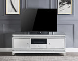 Acme - Lotus Tv Stand 91835 Mirrored, Faux Ice Cube Crystals