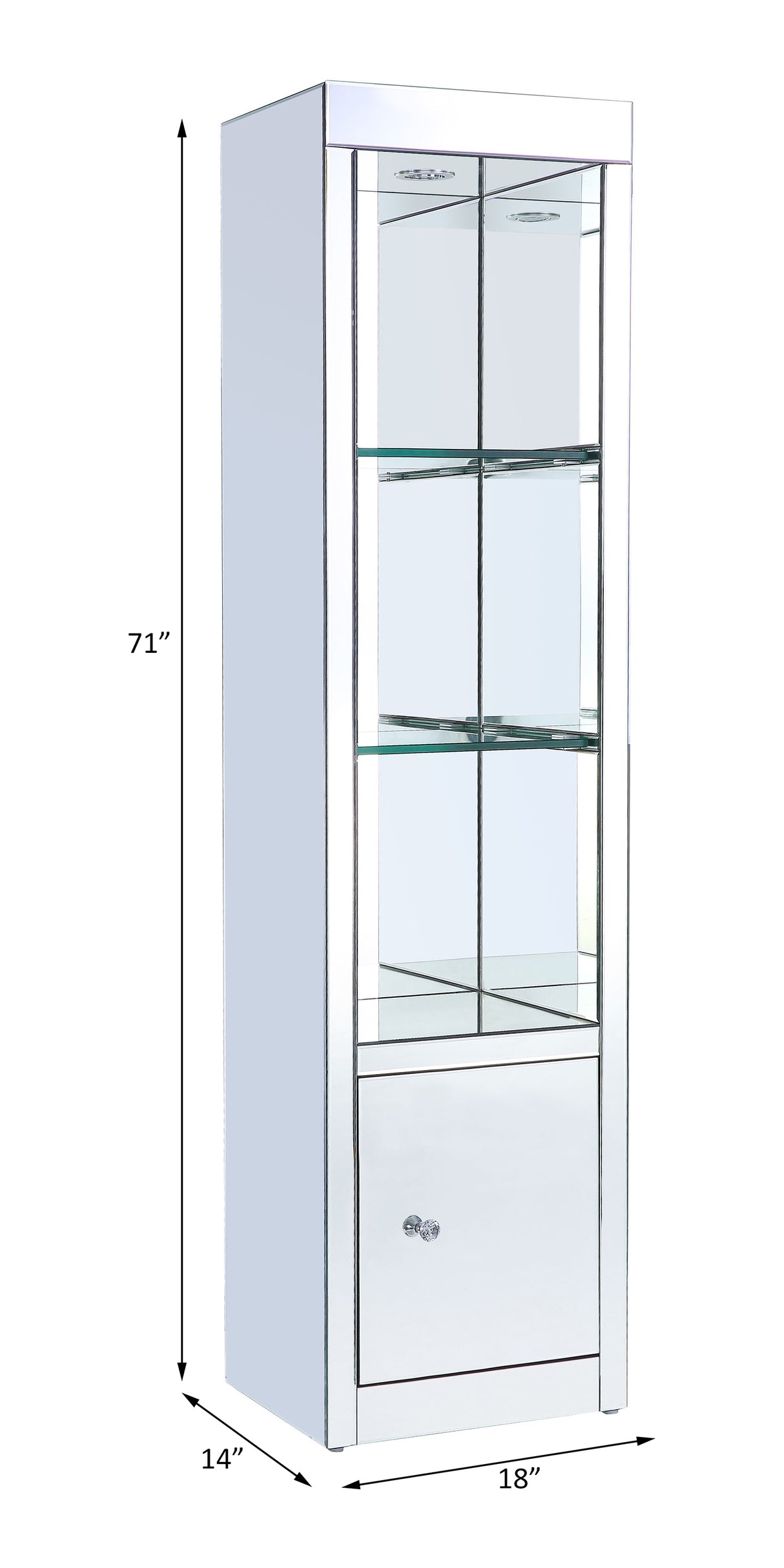 Acme - Lotus Tv Stand Side Pier (Right) 91837 Mirrored, Faux Ice Cube Crystals