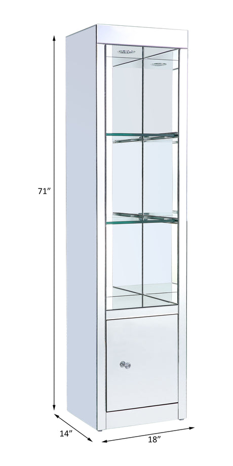 Acme - Lotus Tv Stand Side Pier (Right) 91837 Mirrored, Faux Ice Cube Crystals