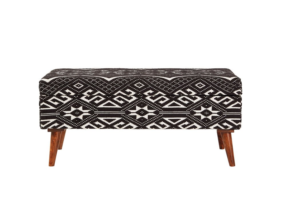 Cababi Upholstered Storage Bench Black and White | Coaster | Home Elegance USA