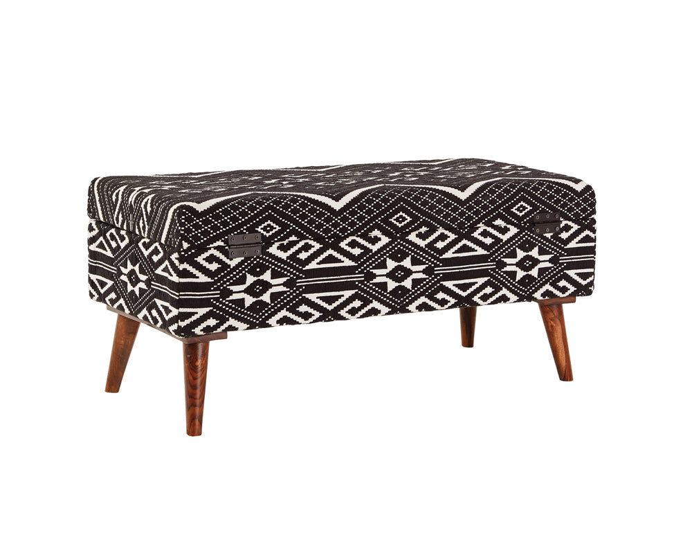 Storage Bench - Cababi Upholstered Storage Bench Black and White
