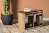 Storage Bench - Abrielle 2-basket Upholstered Accent Bench Brown and Natural