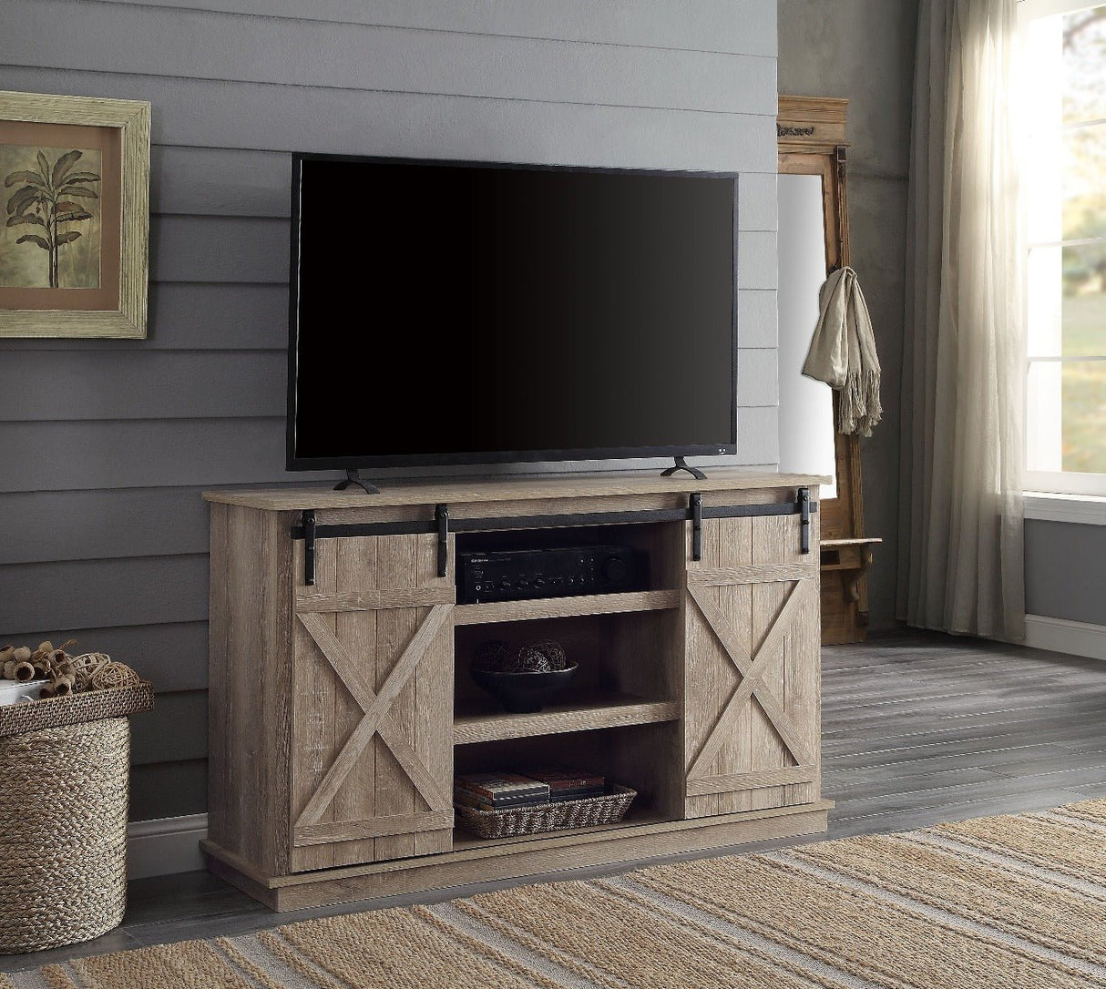 Bellona Tv Stand 91862 Oak Finish | Acme - 91862 - Home Elegance USA - 1