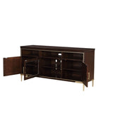 Acme - Eschenbach Tv Stand 91962 Gold Trim & Cherry Finish