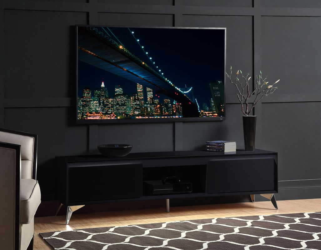 Acme - Raceloma Tv Stand 91994 LED, Black & Chrome Finish