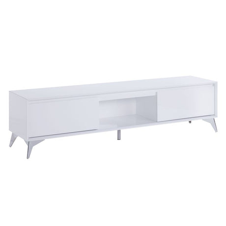 Acme - Raceloma Tv Stand 91995 LED, White & Chrome Finish