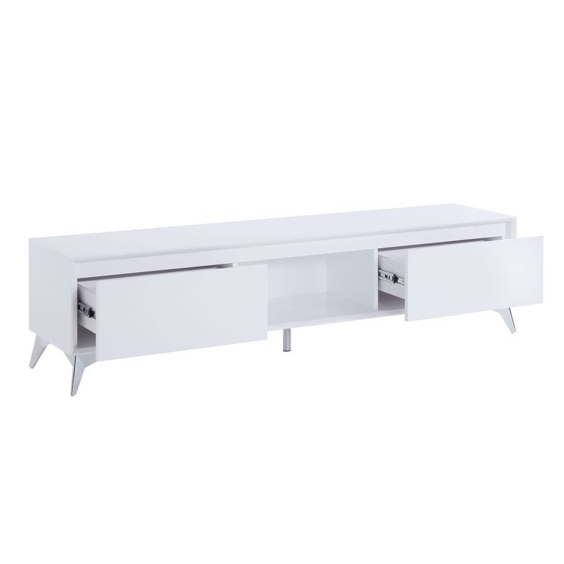 Acme - Raceloma Tv Stand 91995 LED, White & Chrome Finish